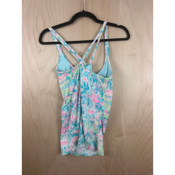 Lilly Pulitzer Luxletic Palm Print Tank Top M Built-In Bra Athletic - Picture 6 of 10